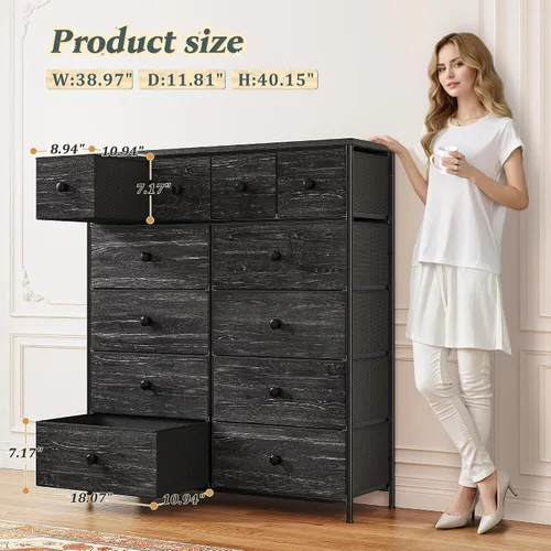 Miniatura 3 de Romorgniz - Cómoda para dormitorio con organizador de cajones de almacenamiento, cómodas y baúles de tela, marco de metal resistente, parte superior