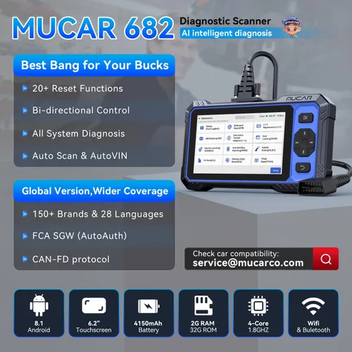 Miniatura 3 de Escáner OBD2, herramienta de diagnóstico de automóvil asistida por IA mucar 682, herramienta de escaneo bidireccional automotriz, escáner