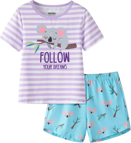 Pijamas de verano para niñas, de manga corta y pantalones cortos de lunares, conjunto de pijamas para niños grandes, talla 6-16