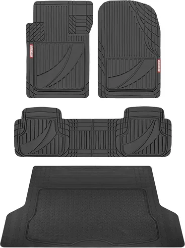 Miniatura 10 de Motor Trend FlexTough™ - Alfombrillas de goma gris para coche de alta resistencia Todo el clima y forro de carga Jumbo para SUV Set completo