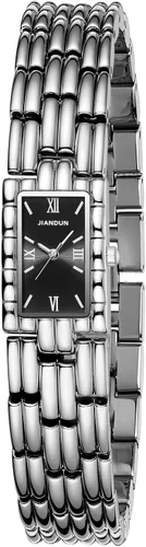 JIANDUN Reloj de pulsera clásico cuadrado vintage para mujer en tono dorado con correa ajustable, resistente al agua