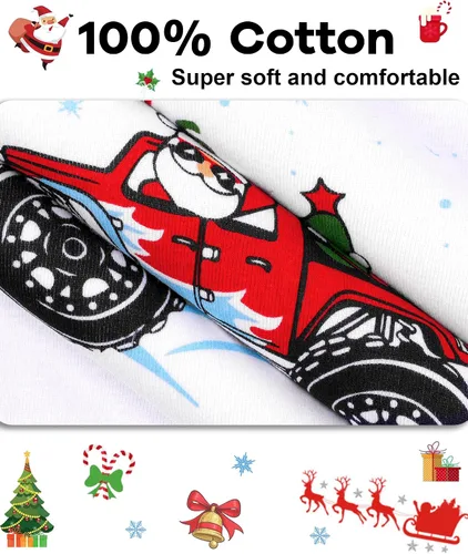 Miniatura 5 de DAUGHTER QUEEN Pijamas de Navidad para niños y niñas de 18 meses-12 años, ropa de dormir 100% algodón