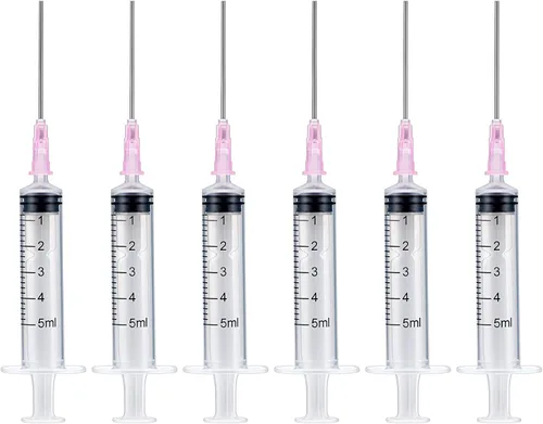 Miniatura 6 de Jeringa de plástico de llenado de tinta de 5 ML/CC con punta de aguja de acero inoxidable romo para pluma estilográfica, impresora