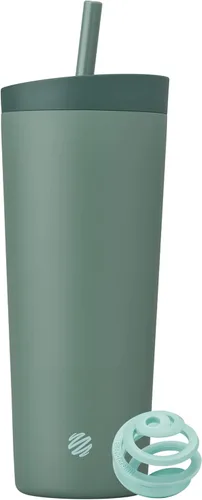 Miniatura 6 de BlenderBottle - Vaso agitador aislante de acero inoxidable 2 en 1, tapa hermética Swig, popote, BlenderBall, sin BPA, para batidos de proteínas