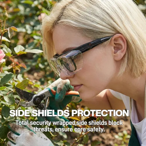 Miniatura 5 de MORK&SUKY Gafas de seguridad que se ajustan a los anteojos recetados, certificado ANSI Z87, protección ocular antivaho para hombres y mujeres.