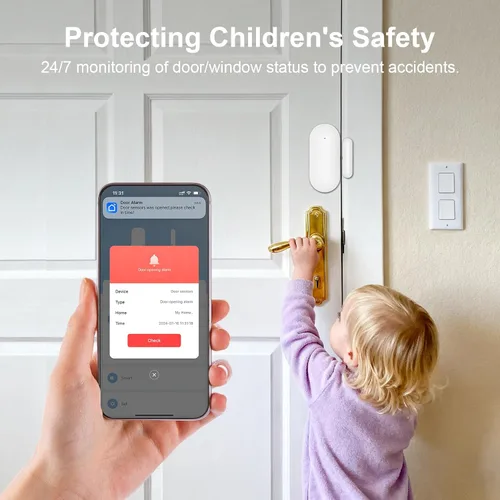 Miniatura 4 de Sistema de seguridad inalámbrico para el hogar, kit de bricolaje de 21 piezas con sensores de movimiento, botón SOS, control remoto, sensores