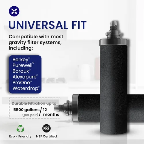 Miniatura 3 de 1.5 G Filtro de agua por gravedad Certificado NSF Filtro de agua para encimera de acero inoxidable AISI 304 2 filtros de carbón Válvula