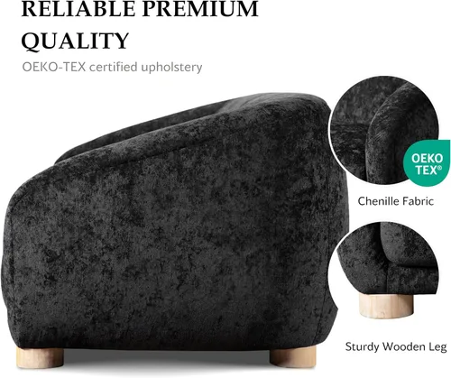 Miniatura 7 de Furniture of America Amara Modern - Juego de sofá tapizado de felpilla de 3 piezas con reposabrazos inclinados, sillón de madera, sofá biplaza