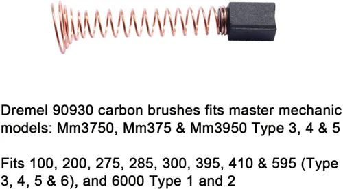 Miniatura 2 de 6 cepillos de motor de carbono compatibles con Dremel 90930-05 Pieza de reparación de cepillos para 275, 285, 300, 395, 595 (tipo 3, 4, 5)