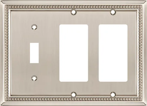 Miniatura 65 de Henne Bery Sunken Pearls - Placa de pared decorativa resistente para interruptor, cubierta para tomacorrientes (doble dúplex, níquel satinado)