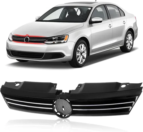 Miniatura 8 de CarPartsDepot Rejilla delantera compatible con Volkswagen Jetta (1999-2005 Jetta Black)