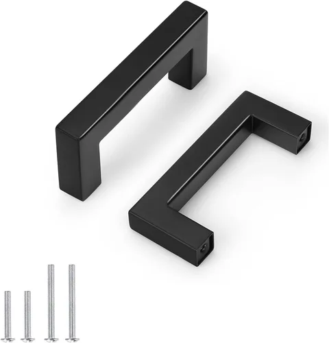 Miniatura 35 de Probrico - Tiradores cuadrados de acero inoxidable para puerta de armario o cajón, color negro, 0.5 pulgadas de ancho, Negro