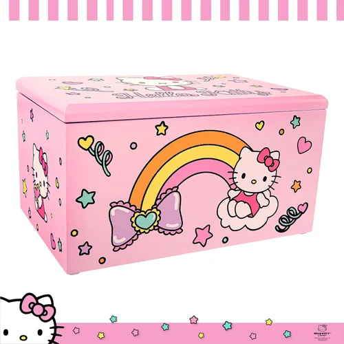 Miniatura 4 de Hello Kitty Sanrio Joyero con bandeja Regalo oficial de madera rosa