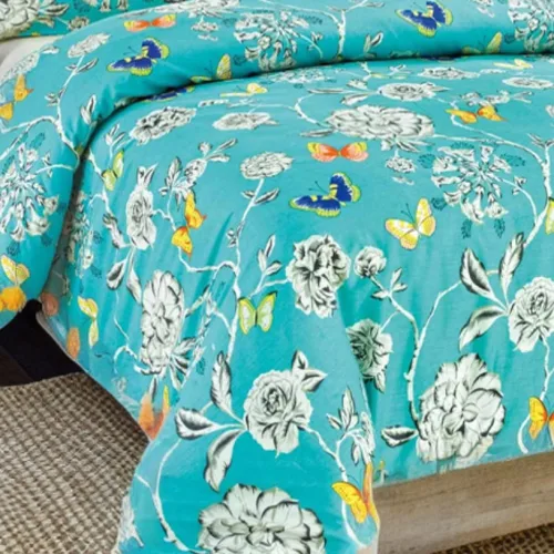 Miniatura 7 de Tache - Funda de edredón floral colorida color aguamarina, Mariposa de las Maravillas - Lujoso algodón reversible con cremallera y lazos