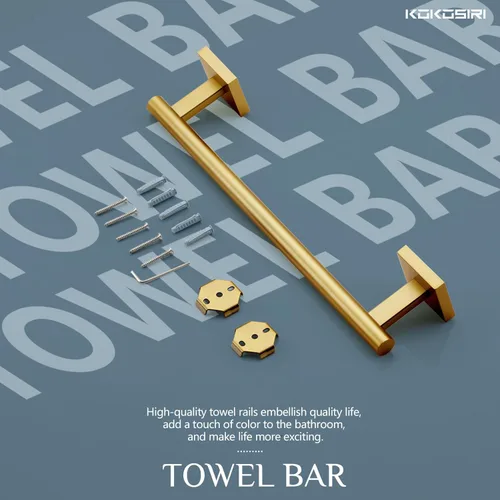 Miniatura 8 de KOKOSIRI Barra de Toalla de Mano para Baño, Soporte de Toalla para Baño y Cocina, Anillo de Toalla de 12 Pulgadas, Acero Inoxidable Cepillado Dorado