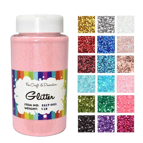 Miniatura 22 de Brillantina gruesa, 18 frascos de colores surtidos para manualidades, cuerpo, maquillaje y purpurina para uñas.