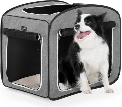 Miniatura 12 de Petsfit Jaula plegable para perros, jaula de viaje para gatos y cachorros, jaula pequeña emergente para mascotas para interiores y exteriores, Gris
