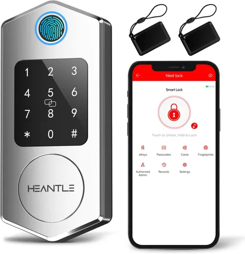 Cerradura de puerta de entrada sin llave, cerrojos inteligentes de huellas dactilares con teclado de pantalla táctil para puerta delantera, cerrojo