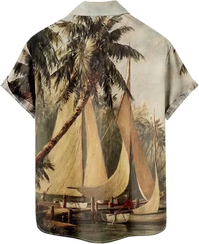 Miniatura 2 de WRITKC Tropical Shirts Button Down Holiday Casual Hawaiian Short Sleeve Men Loose Beach Shirts