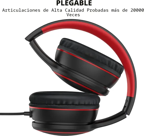 Miniatura 3 de R10 - Auriculares sobre la oreja con micrófono, auriculares de bajos estéreo ligeros y plegables con cable de 1.5M sin enredos, auriculares