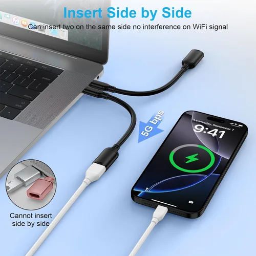 Miniatura 4 de Adaptador USB C a USB 3.0, transferencia de datos de alta velocidad de 5 Gbps, adaptador USB C Android macho a USB hembra OTG On The Go Dongle Cable