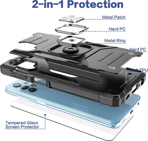 Miniatura 6 de Funda para Galaxy A32 5G con protector de pantalla, a prueba de caídas, ajuste delgado, con soporte para automóvil, funda protectora ligera