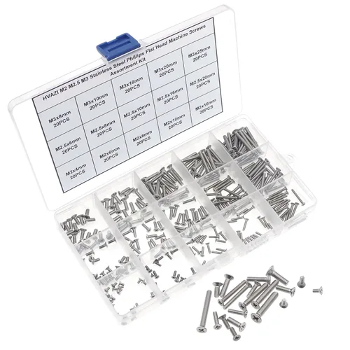 Miniatura 5 de Juego de tornillos de máquina de acero inoxidable M2, M2.5, M3 con cabeza Phillips y plana