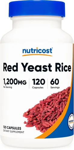 Nutricost Arroz de levadura roja 1200 mg, 120 cápsulas - 60 porciones, cápsulas vegetales, sin OMG, sin gluten