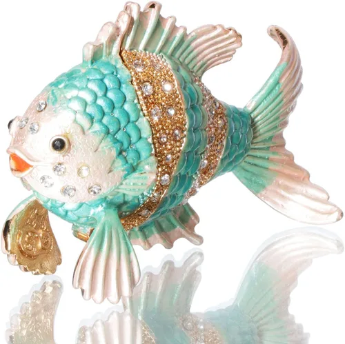 Miniatura 6 de Waltz&F - Caja de baratijas con diseño de peces tropicales con bisagras pintadas a mano