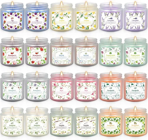 Miniatura 11 de YOROXRG Juego de 12 velas perfumadas de cera de soja, velas de lata de viaje para el hogar, 3.05 onzas para mamá para Navidad, cumpleaños, Acción