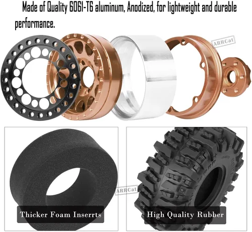 Miniatura 4 de RC 1.9 Beadlock Ruedas y neumáticos para 1/10 SCX10 SCX10 II 90046 SCX10 III AXI03007 SCX10 Pro TRX4 TRX6 Gen7/8 D90 VS4-10 MST CFX RC Crawler Car