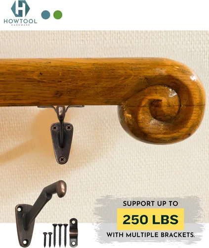 Miniatura 8 de Soporte de barandilla resistente montado en la pared bronce antiguo estilo V, paquete de 3 HOWTOOL