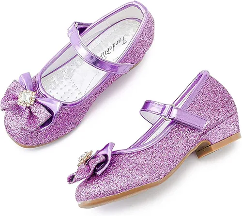 Miniatura 5 de Furdeour - Zapatos de vestir para niñas estilo Mary Jane ideal para damitas de honor, zapatos con brillantina de princesa para niñas pequeñas