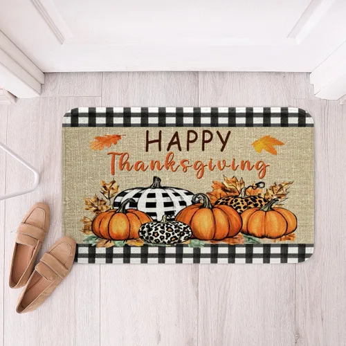 Miniatura 23 de Erosebridal Thanksgiving Turkey Bathroom Rugs - Fall Leaves Pumpkin Bath Mat for Kids Adults, Vintage Autumn Harvest Door Mat 16 x 24 Inch Rustic