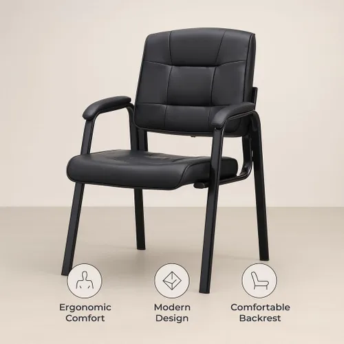 Miniatura 4 de Naomi Home Sillas apilables de piel sintética para invitados de oficina, sillas de recepción con reposabrazos para vestíbulo, clínica, sala