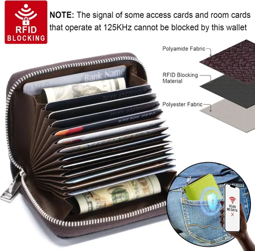 Miniatura 3 de Mayski - Cartera para tarjetas de crédito con cremallera para mujeres, tarjetero pequeño de acordeón, llavero, tarjetero para tarjetas de Manzana