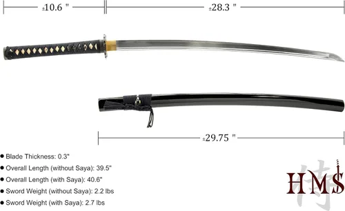 Miniatura 6 de HMS Katana samurái japonesa y Wakizashi Daisho Combo Set, Warrior and Temple Tsuba, templado térmico forjado a mano, acero al carbono 1045, vaina