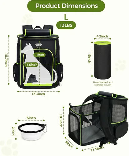 Miniatura 3 de BAGLHER Bolsa de viaje retráctil para mascotas, mochila retráctil para suministros para mascotas