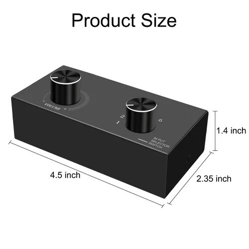 Miniatura 6 de Conmutador de audio RCA de 6 canales, selector de audio de 6 entradas-1salida, caja selectora estéreo pasiva compatible con cine en casa, HDTV