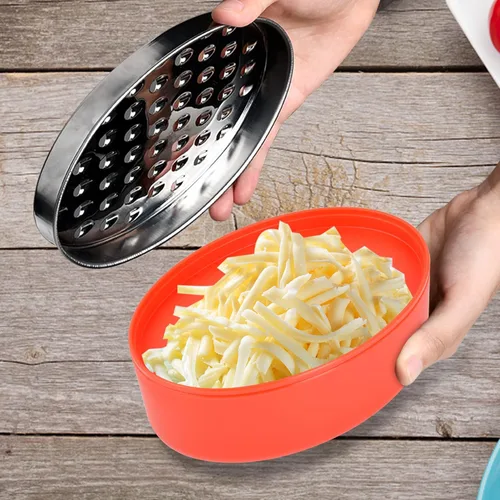 Miniatura 5 de Rallador de queso Akamino con recipiente de almacenamiento de alimentos y tapa para cocina, perfecto para parmesano duro, jengibre, verduras, Rojo