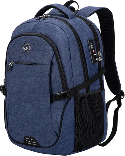 Miniatura 8 de Mochila antirrobo para portátil con carga USB compatible con portátil de 15.6 pulgadas con bloqueo incluido., A-gris