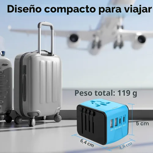 Miniatura 6 de JMFONE Adaptador de viaje universal con 4 puertos USB C/A y salidas de CA, adaptador de enchufe de alimentación internacional todo en uno para todos
