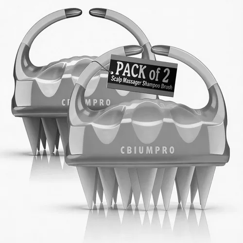 Cbiumpro Paquete de 2 cepillos de champú masajeador de cuero cabelludo, cepillo exfoliante de silicona ultra suave para el crecimiento del cabello y