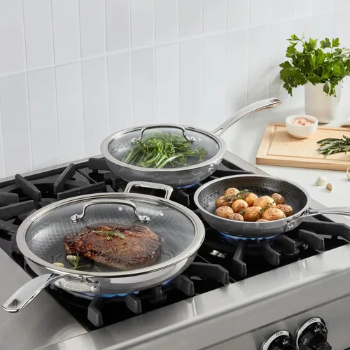 Miniatura 2 de Cuisinart FusionPlus - Juego de utensilios de cocina antiadherentes de acero inoxidable, juego de cocción de sartenes de 5 piezas con tecnología
