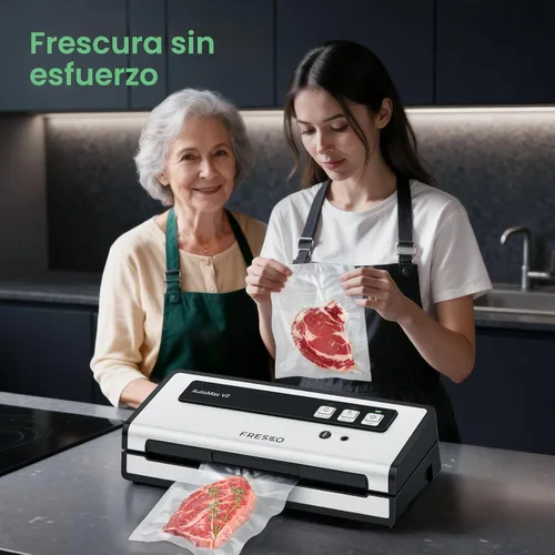 Miniatura 8 de Máquina selladora al vacío FRESKO con detección automática de bolsas, doble sellado térmico, sellador de alimentos compacto, fácil de usar, kit