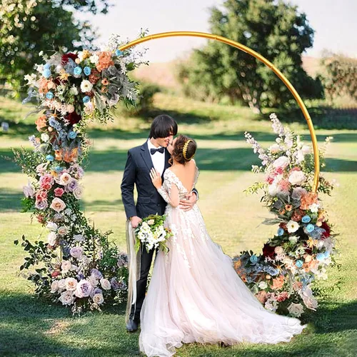 Miniatura 2 de Soporte de fondo redondo de 7.2 pies, color dorado, kit de arco de globos circulares, kit de arco de globos de boda con base de soporte, arco