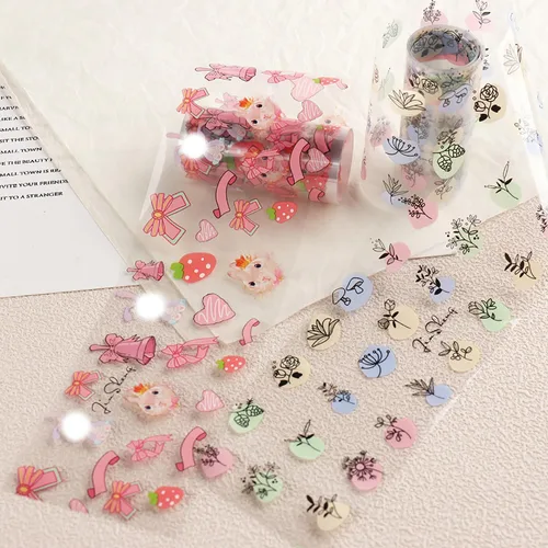 Miniatura 9 de Kit de 10 rollos de calcomanías de transferencia de papel de aluminio para uñas, diseño de pintura de tinta de bambú, láminas de papel de aluminio