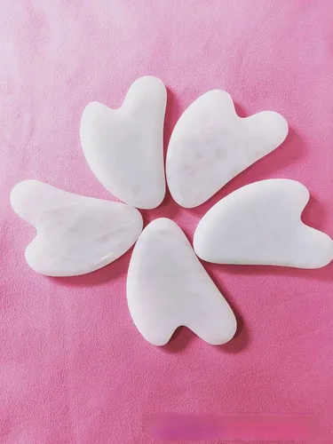 Piedra preciosa natural Gua Sha herramienta de raspado de cristal SPA herramienta de masaje (jade blanco)