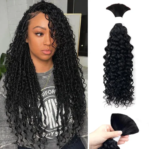 Miniatura 29 de Liqusee Cabello Humano para Trenzar 3.53 oz Un Paquete 14 Pulgadas Negro Natural Ondulado Rizado a Granel Cabello Humano para Trenzar Sin Trama 100%