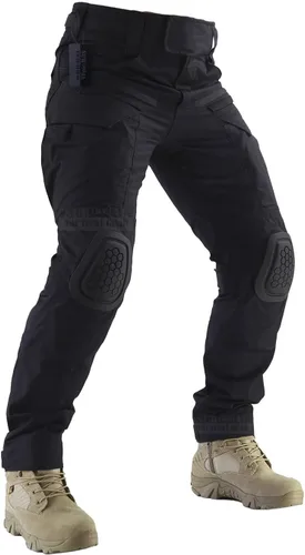 ZAPT Pantalones de combate Airsoft Paintball para hombre, pantalones tácticos con rodilleras, camuflaje de caza, pantalones militares Negro
